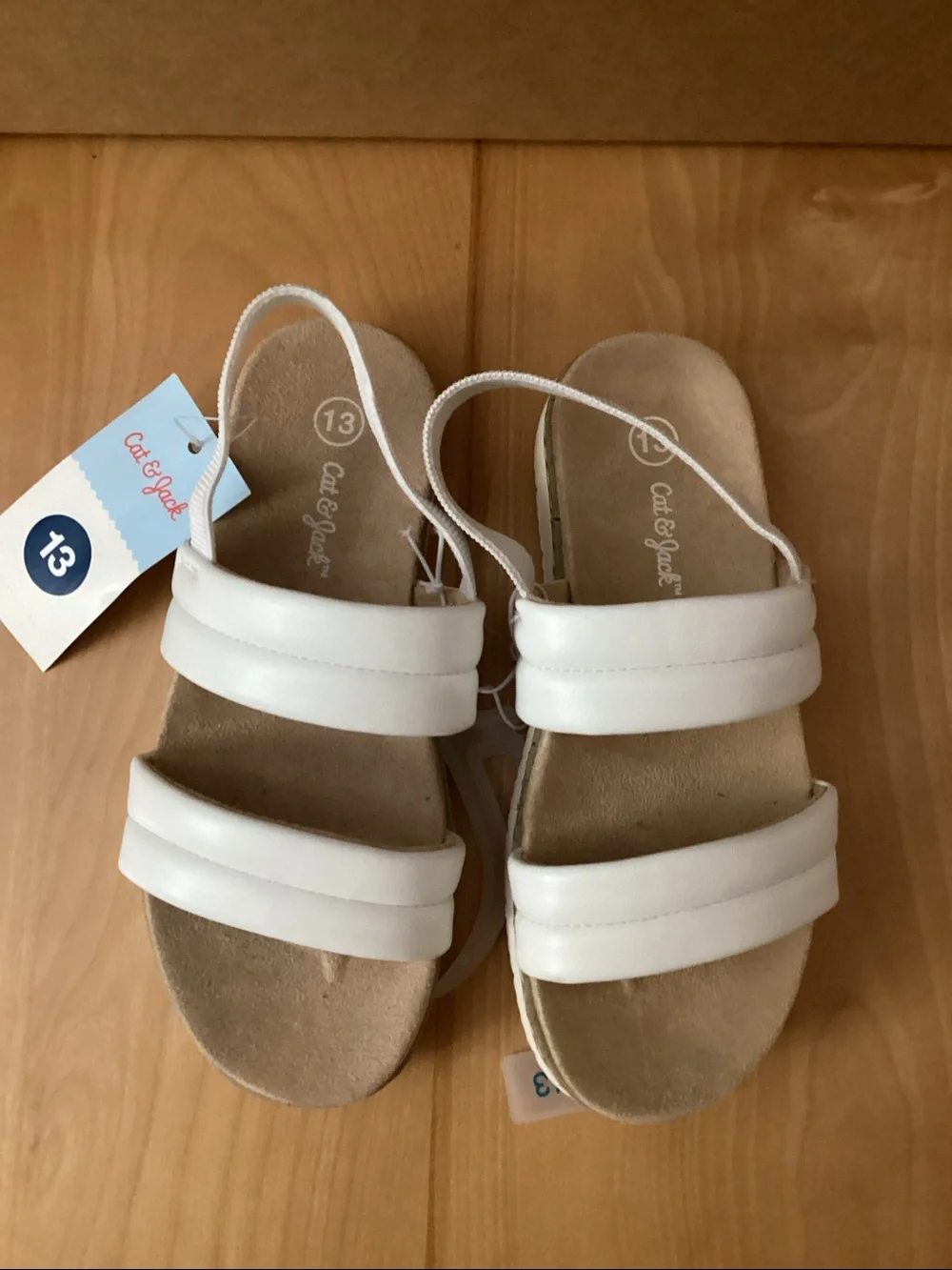 Cat & Jack White Double-Strap Girls' 13 Slingback Sandals